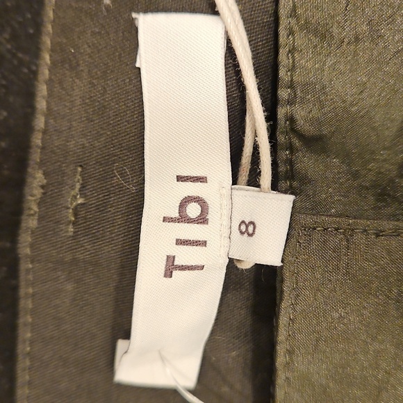 💕TIBI💕 Stella Crispy Nylon Pleated Cargo Pant ~ Army Green 8 NWT - Picture 13 of 15